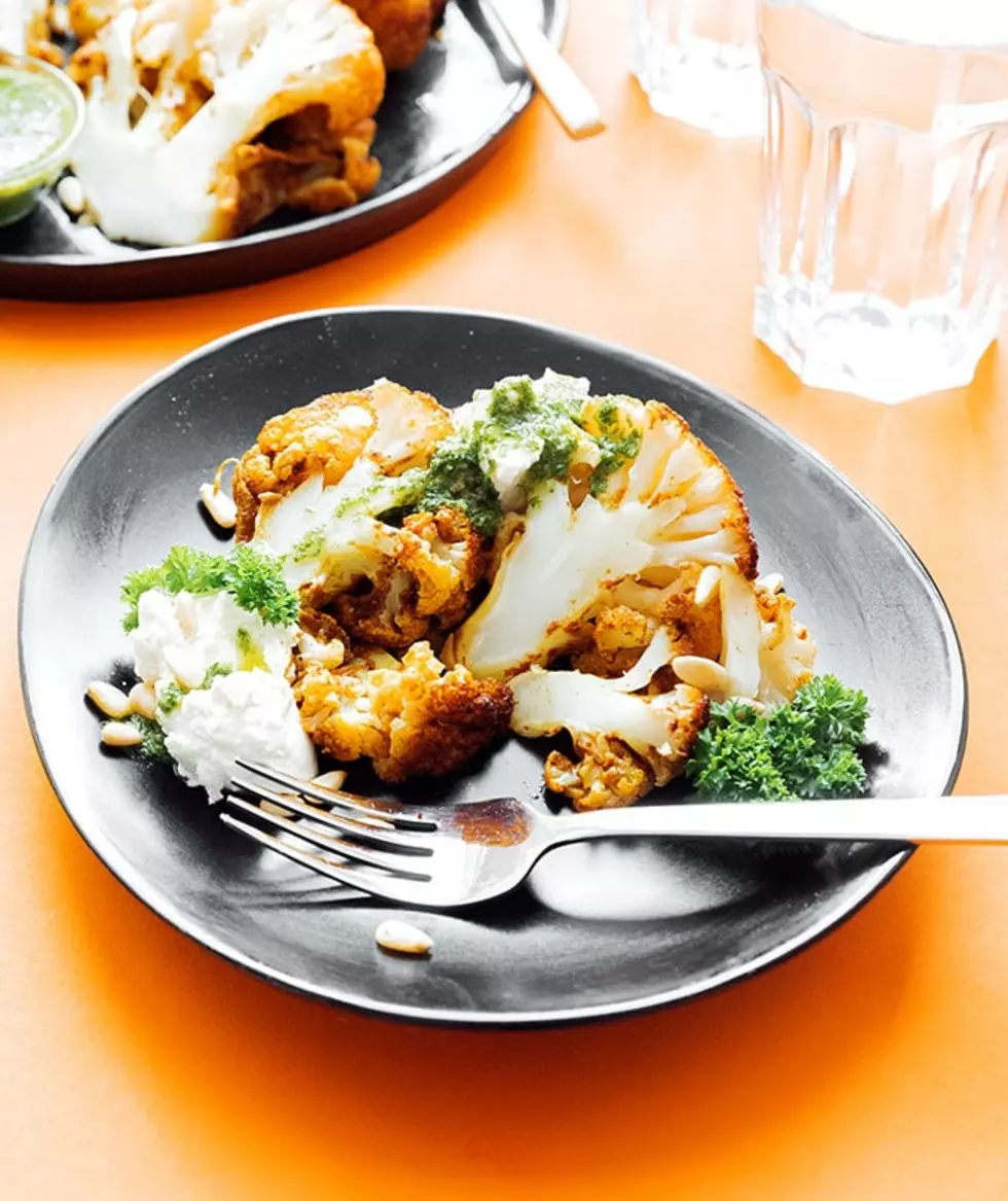 Thanksgiving Main: Whole Roasted Cauliflower with Vegan Whipped Feta