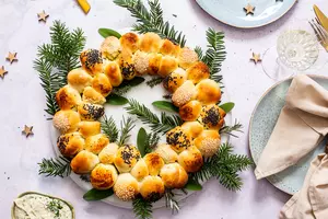 Easy to Make Vegan Christmas Wreath With Vegan Herbed Ricotta