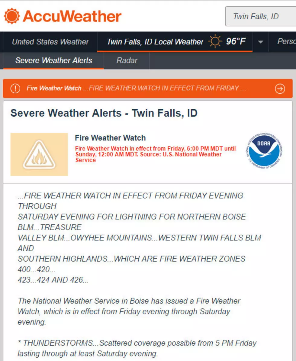 Fire Weather Watch Issued For Twin Falls