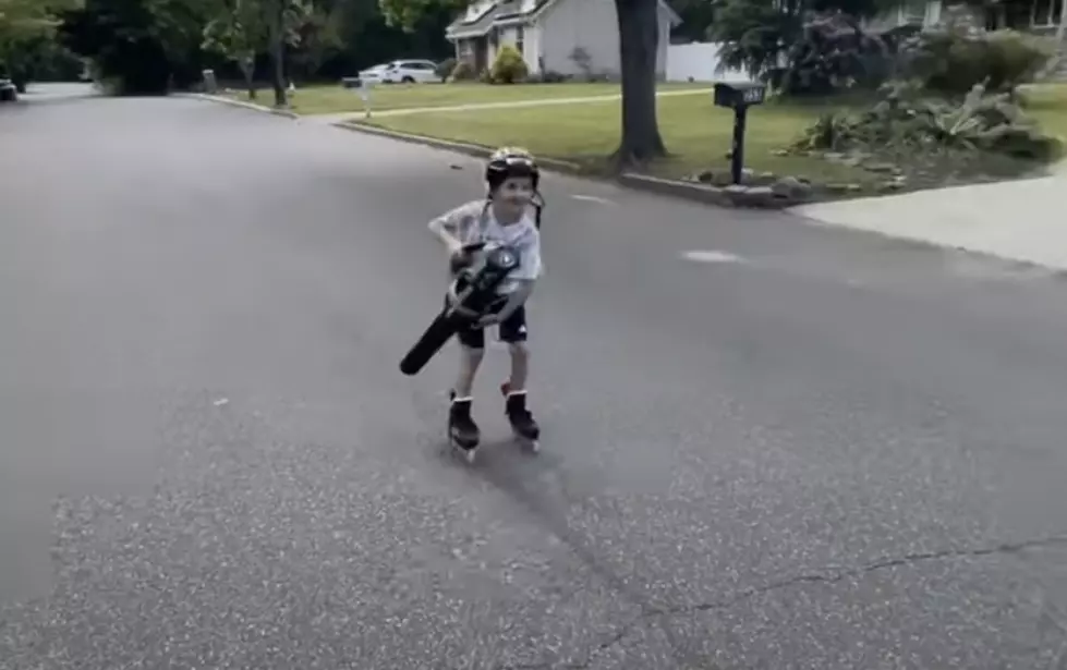 Leaf Blower Propelled Roller Blades (VIDEO)