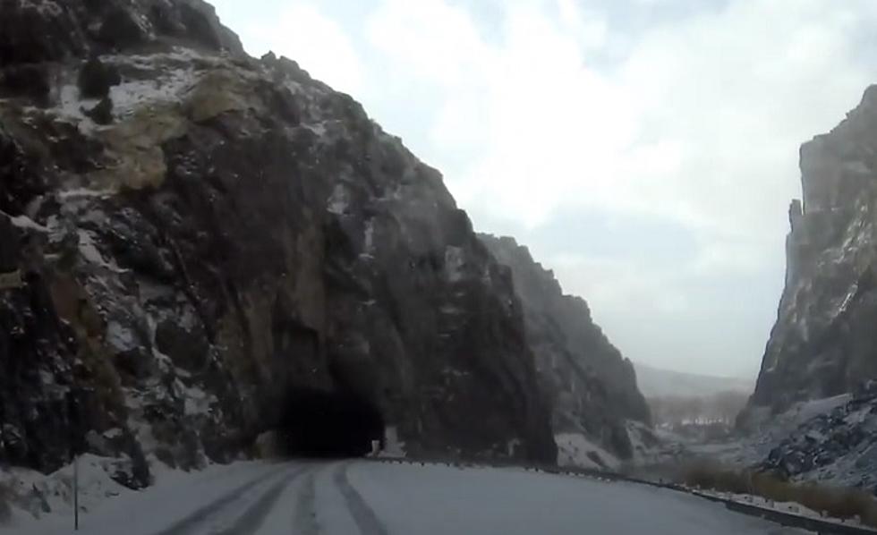 WATCH: White Knuckle Winter Drive Through Wind River Canyon