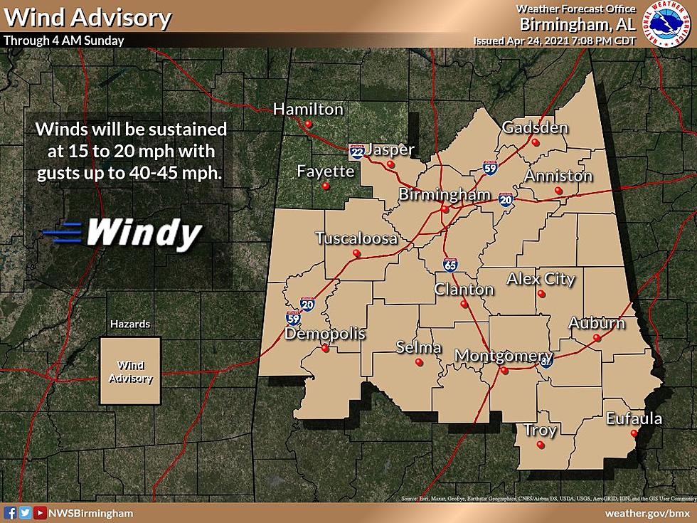 Wind Advisory Issued For Parts Of Central Alabama