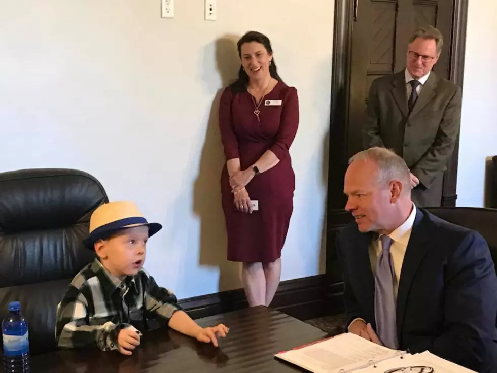 Maverick Schutte And Wyoming Governor Matt Mead Sign New Heart Screening Law