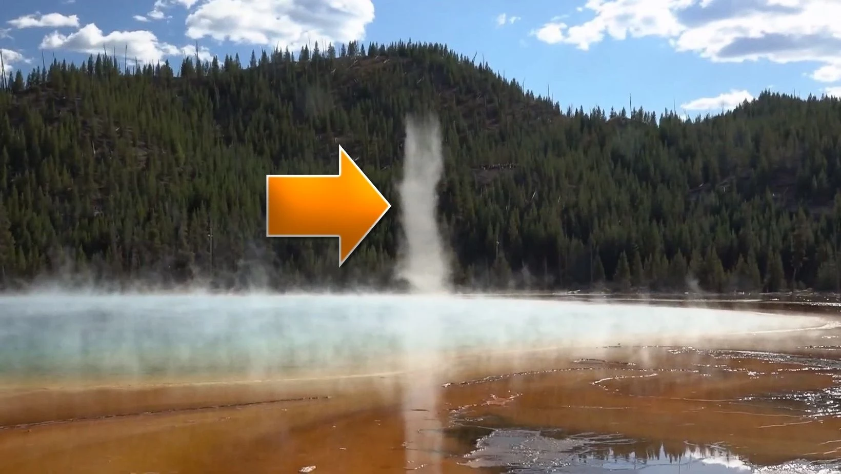 Watch a Steam Tornado Form Over Yellowstone's Grand Prismatic