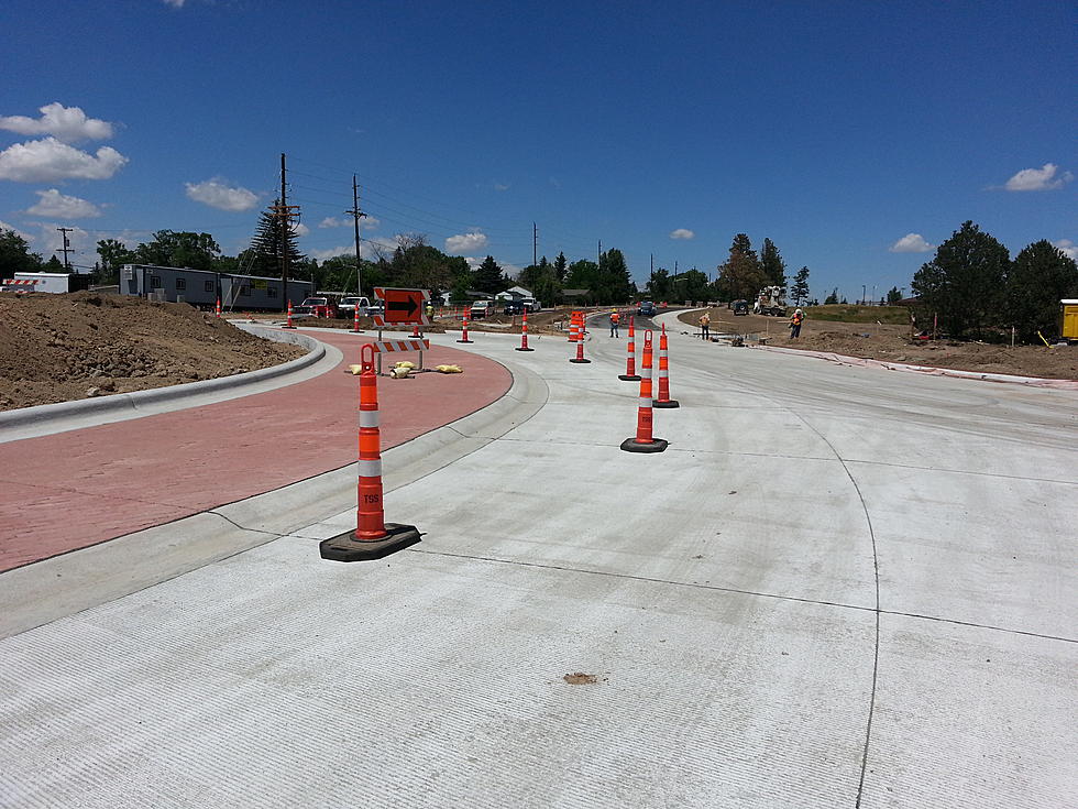 One Lane of the 19th/Converse/Pershing Roundabout Open