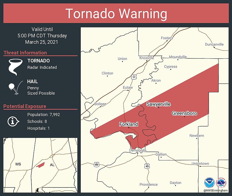 TORNADO WARNING Issued for Greene, Hale Counties Until 5PM