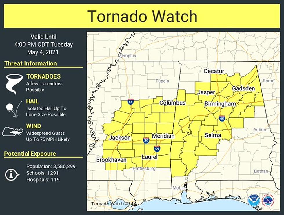 NWS Issues Tornado WATCH for West Alabama until 4 p.m.