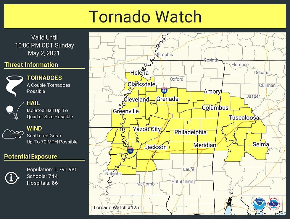 Tornado Watch In Effect Until 10 PM for West Alabama