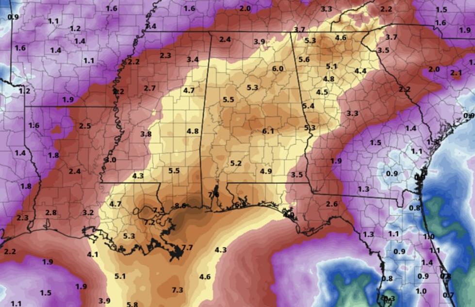 Five Inches of Tropical Rainfall Possible This Weekend in Tuscaloosa, Alabama