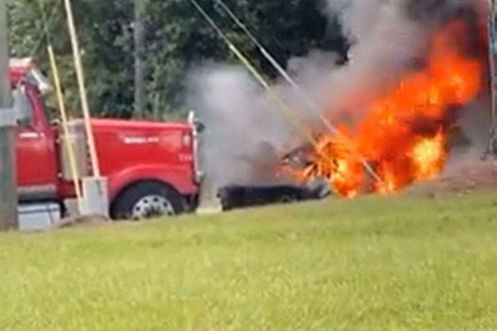 VIDEO: Car Left in Flames After Wreck in Holt, Alabama