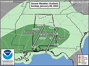 Possible Severe Weather Threat on Sunday for Portions of Central Alabama
