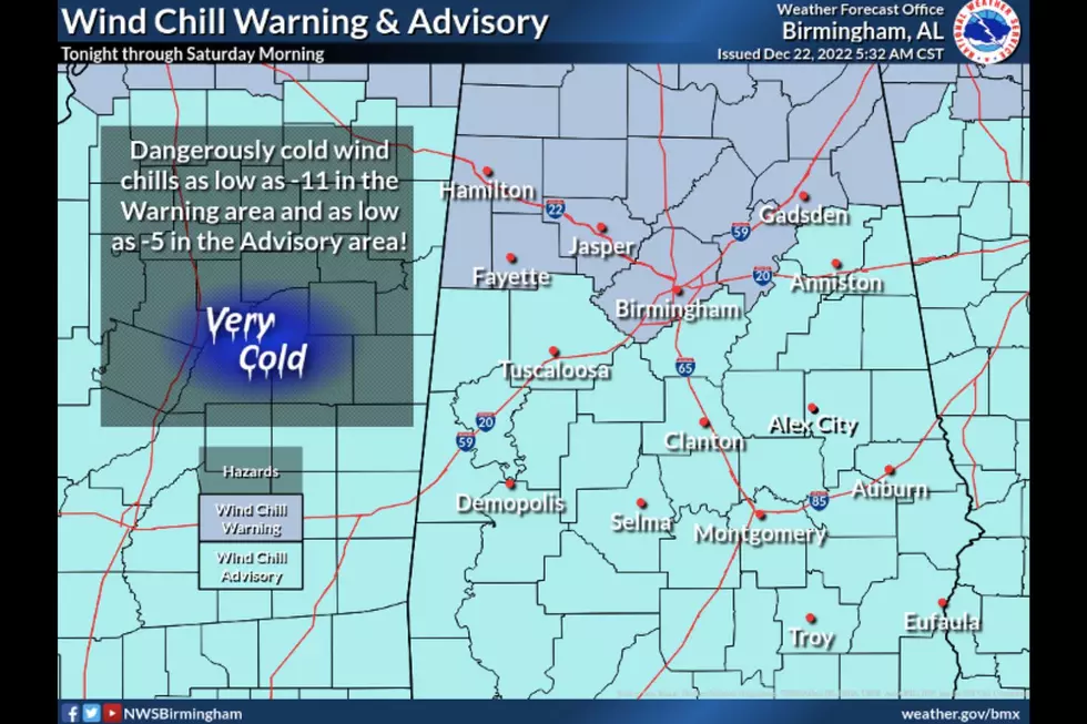 Wind Chill Warning, Advisory Issued for West, Central Alabama