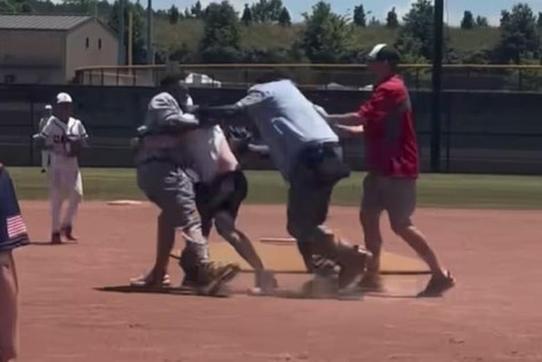 Ball ends up in umpire's front pocket