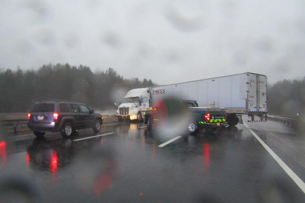 Maine Turnpike Blocked by Jackknifed Tractor Trailer