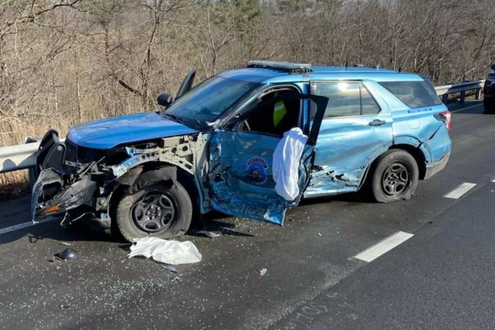 Maine State Police vehicle damaged in Route 95 crash 3/16/22