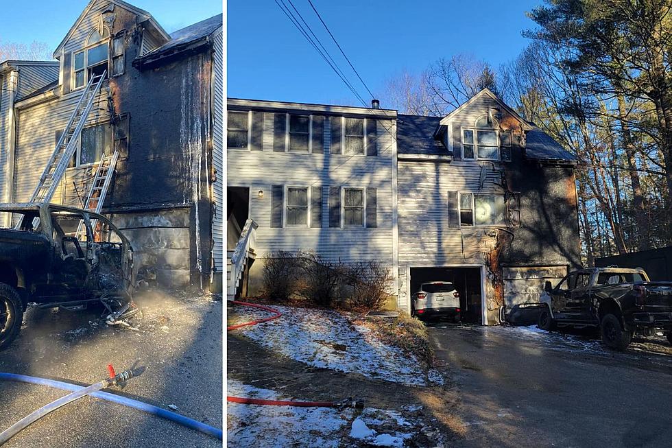 Pickup Truck, Townhouse in East Hampstead, New Hampshire, Damaged by Fire