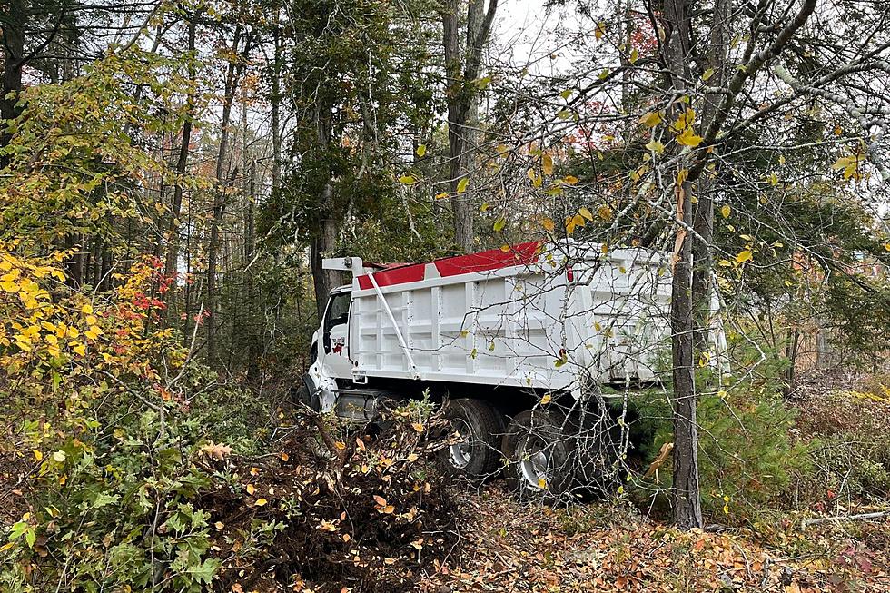 Dump Truck Goes Off Route 4 in Northwood, NH, and Into Woods