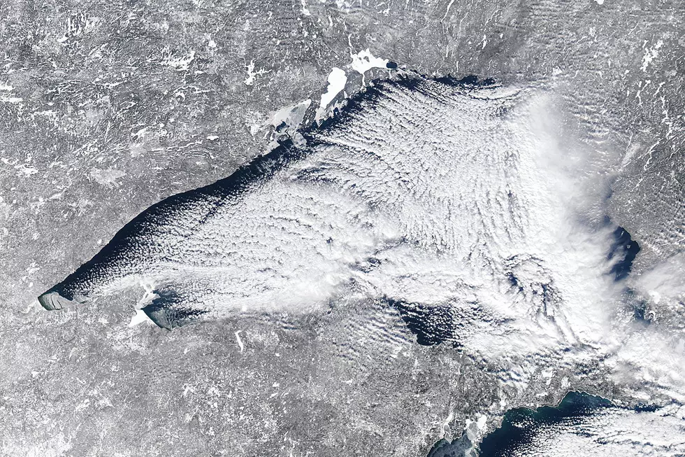 A Face Appeared In The Ice On Lake Superior Seen from Satellite